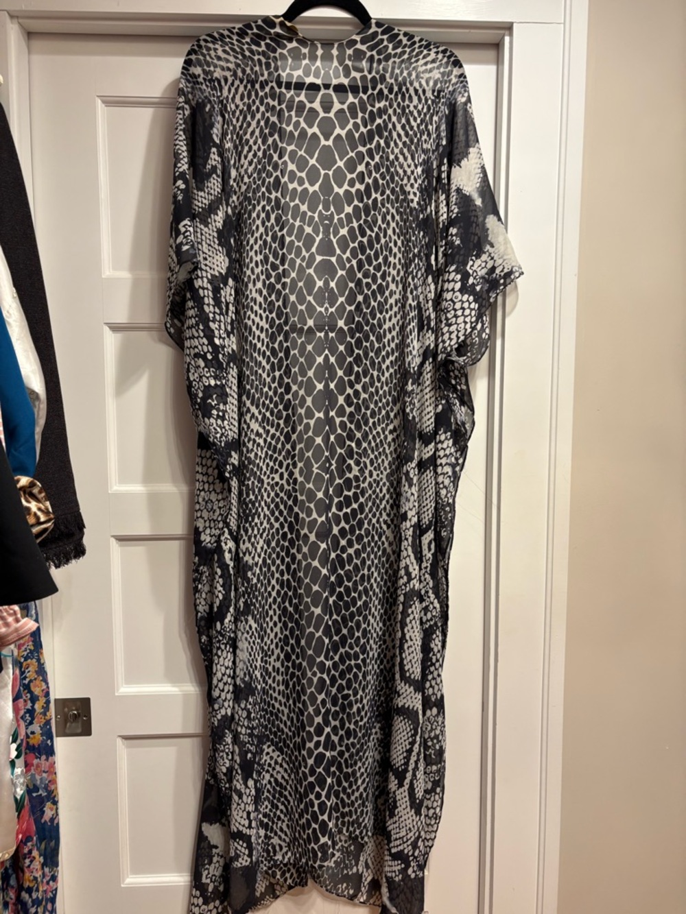 Black & White Snakeskin Print Maxi swimsuit coverup see through